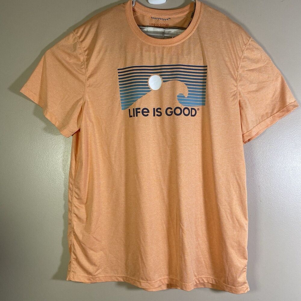 Life is Good T Shirt Mens Large Wave Orange Sun